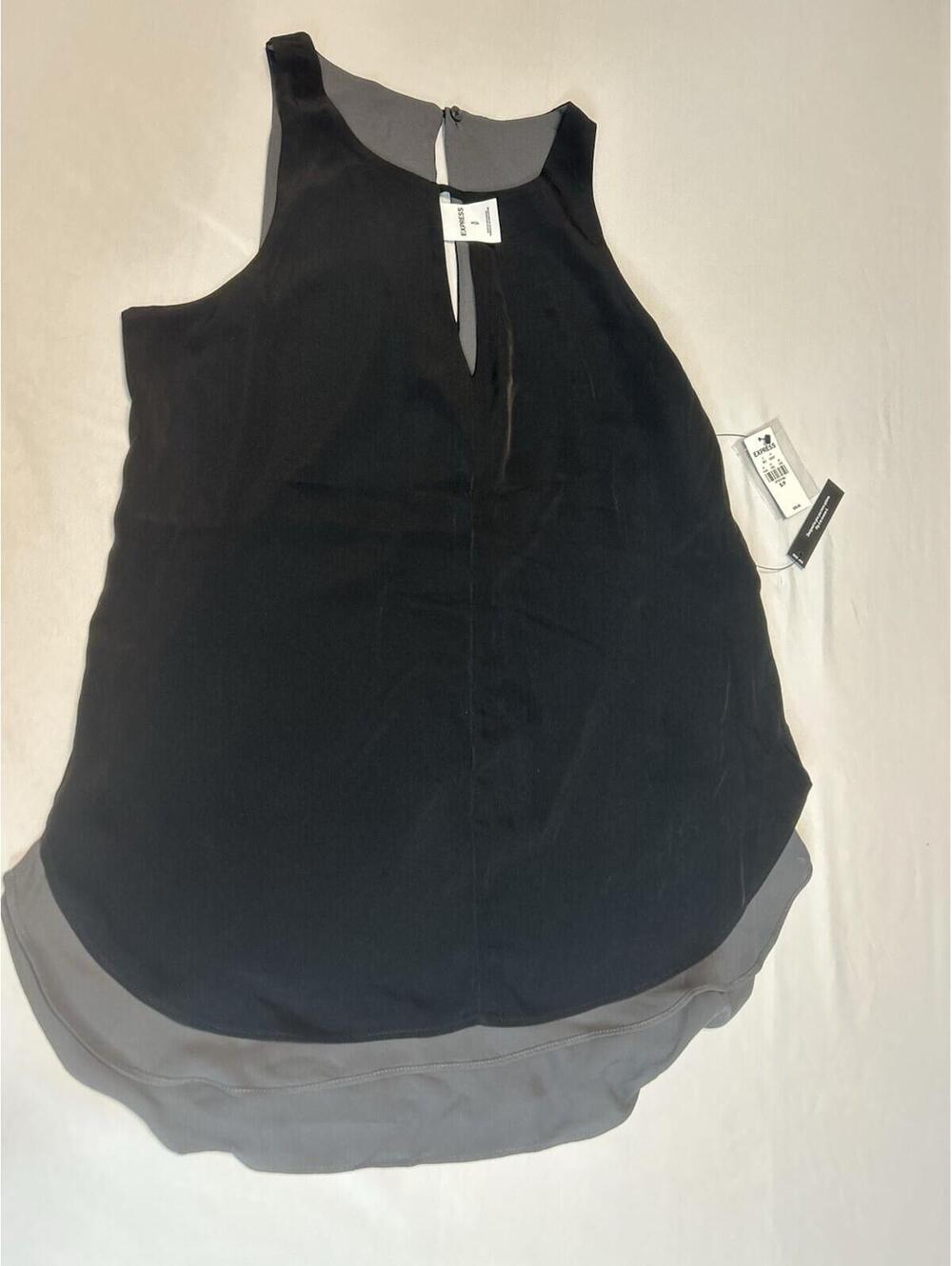 Express Women's Reversible Tank Top S/P Black Gray Keyhole Back NWT